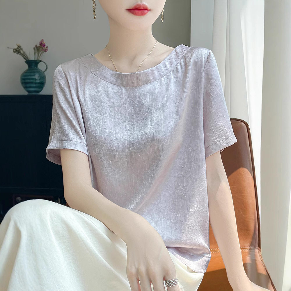 潮唯品会特卖清仓特价处理断码短袖桑蚕丝真丝上衣女装品牌正品夏