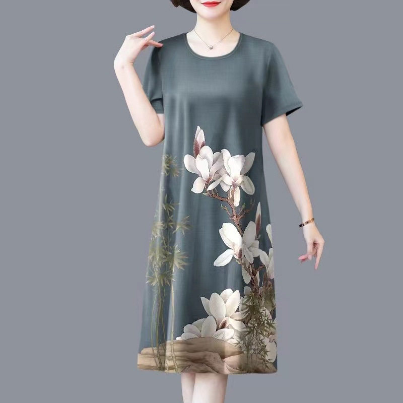 潮唯品会特卖清仓特价处理断码真丝桑蚕丝短袖连衣裙女装品牌正品