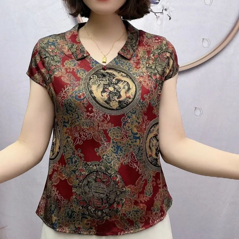 唯品会特卖清仓处理断码短袖香云纱桑蚕丝真丝上衣女装品牌正品夏