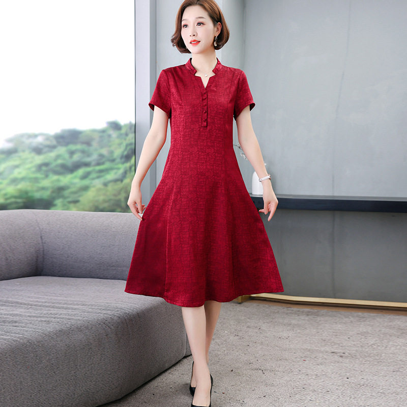潮唯品会特卖清仓特价处理断码真丝短袖桑蚕丝连衣裙女装品牌正品