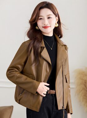 唯品会特卖清仓处理断码女装pu皮衣夹克风衣品牌品牌春秋新款外套