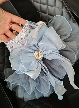 泡米酱蓝色星河婚纱宠物衣服狗裙子泰迪比熊猫咪约克夏春日公主裙