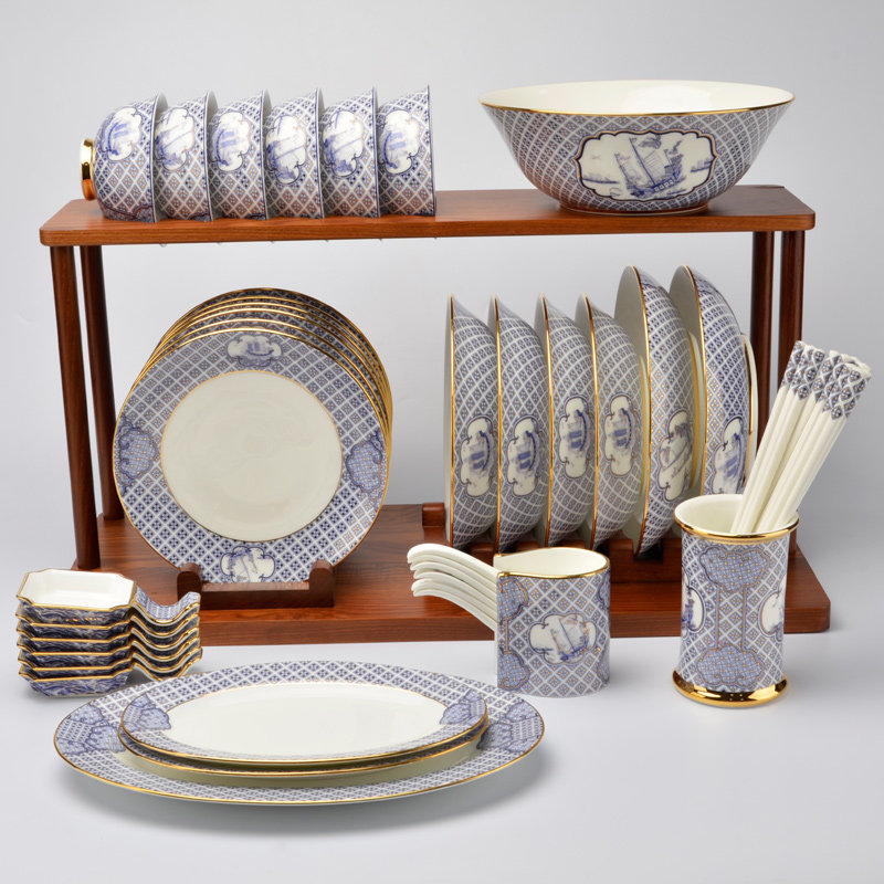 永丰源新年礼四海升平一帆风顺48头家用新年餐具礼盒装包装