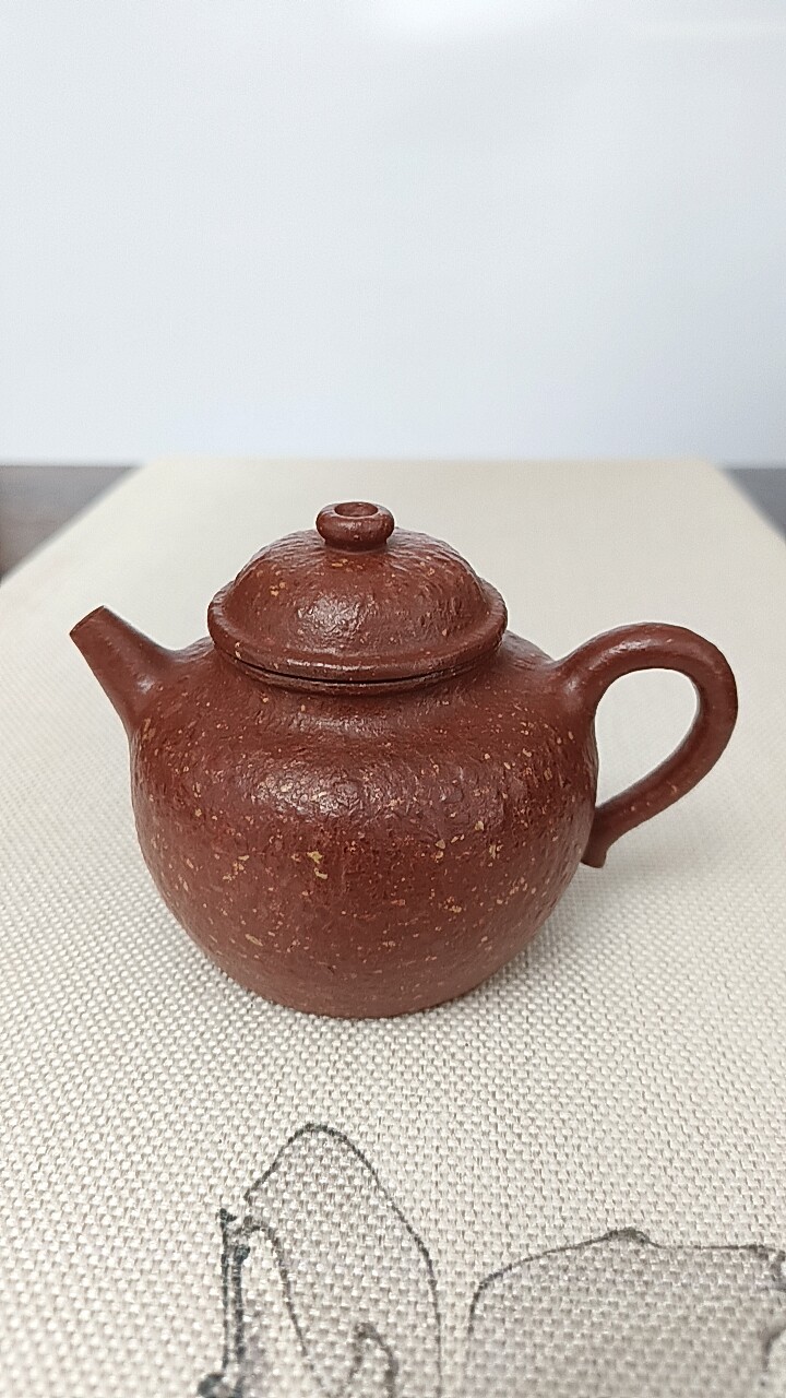 宜兴紫砂壶原矿8目粗砂降坡泥龙血砂全手工大彬圈钮壶250cc茶壶