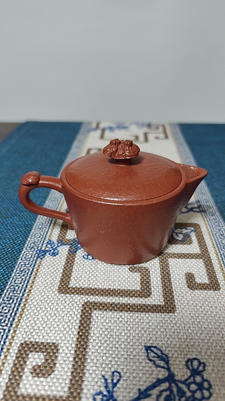 宜兴紫砂壶全手工原矿朱泥小品壶灵芝汉瓦壶110cc功夫茶具茶壶