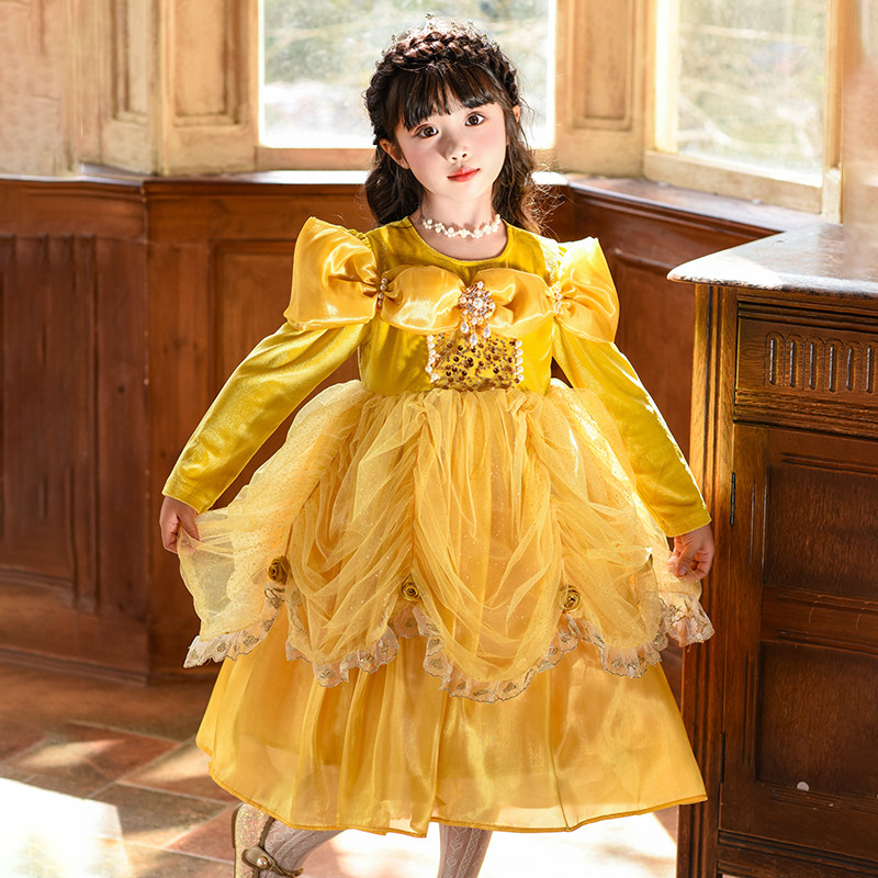 女童秋装贝儿公主裙 2026秋冬儿童装女孩生日蓬蓬纱礼服连衣裙子