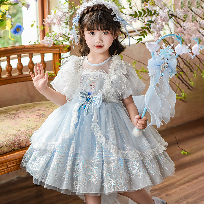 女童夏装爱莎公主裙  2025夏季新款童装儿童洛丽塔生日礼服连衣裙