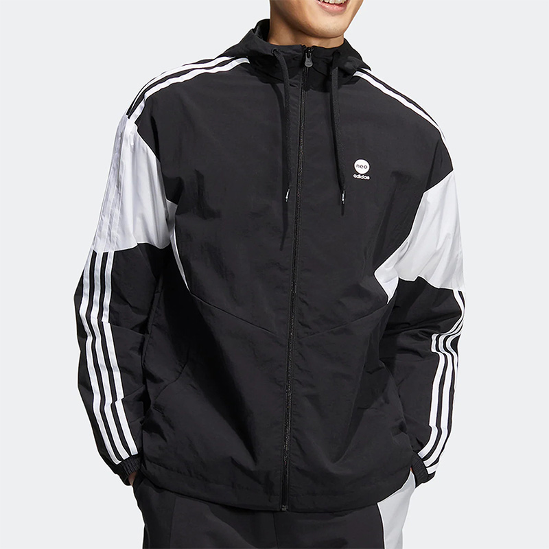 Adidas/阿迪达斯正品NEO秋季男子运动休闲防风宽松连帽外套HM1996