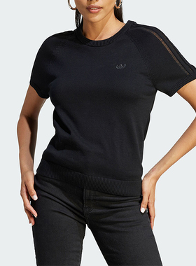 Adidas/阿迪达斯正品三叶草女子针织透气圆领短袖T恤IL8534