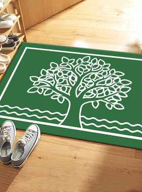 五行风水地垫2022绿色大树五行木风水脚垫地毯玄关入户口丝圈地垫