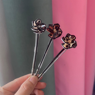 AZNAVOUR韩国阿兹娜AZ正品发夹百搭豹纹盘发一字夹花朵马尾夹顶夹