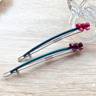 阿兹娜AZNAVOUR韩国正品百搭蝴蝶结盘发一字发夹顶夹撞色马尾横夹