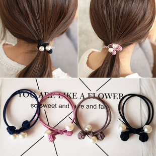 韩国进口东大门发饰 编织圆球珍珠发圈简约扎头发橡皮筋发绳头绳