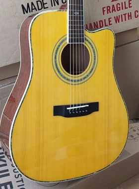 41寸西特卡云杉桃花芯亮光手工全单民谣可定制