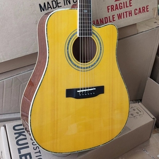 41寸西特卡云杉桃花芯亮光手工全单民谣可定制