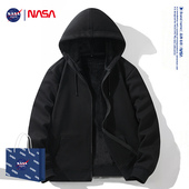 开衫 加绒加厚休闲宽松男士 外套 重磅潮牌秋冬季 NASA联名卫衣男美式
