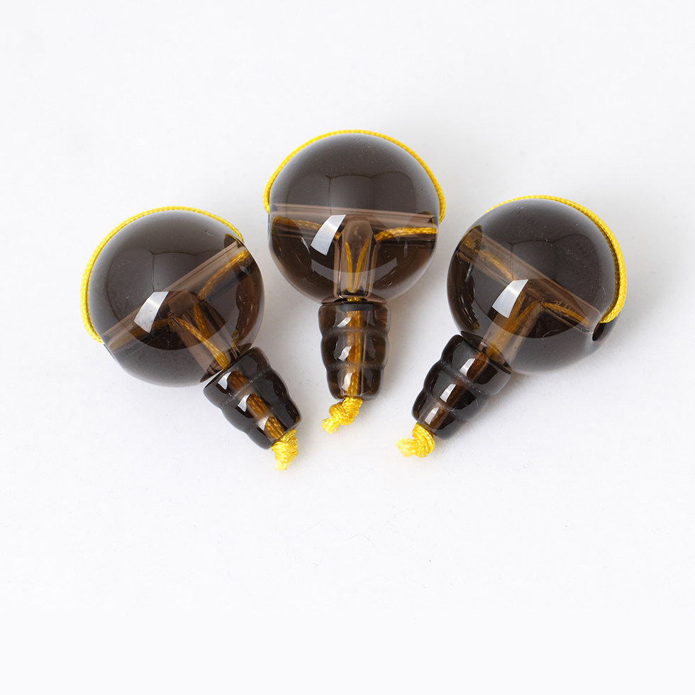 天然茶晶茶水晶佛头三通佛塔 diy手工佛珠手链配件文玩配饰材料