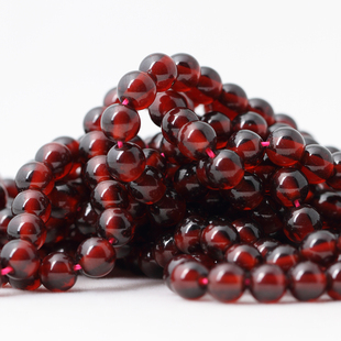 6mm天然养颜酒红石榴石单珠散珠圆珠单颗水晶珠配珠diy手链半成品