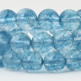 仿海蓝宝 12mm海蓝晶天然水晶珠子散珠饰品diy手工串珠手链材料