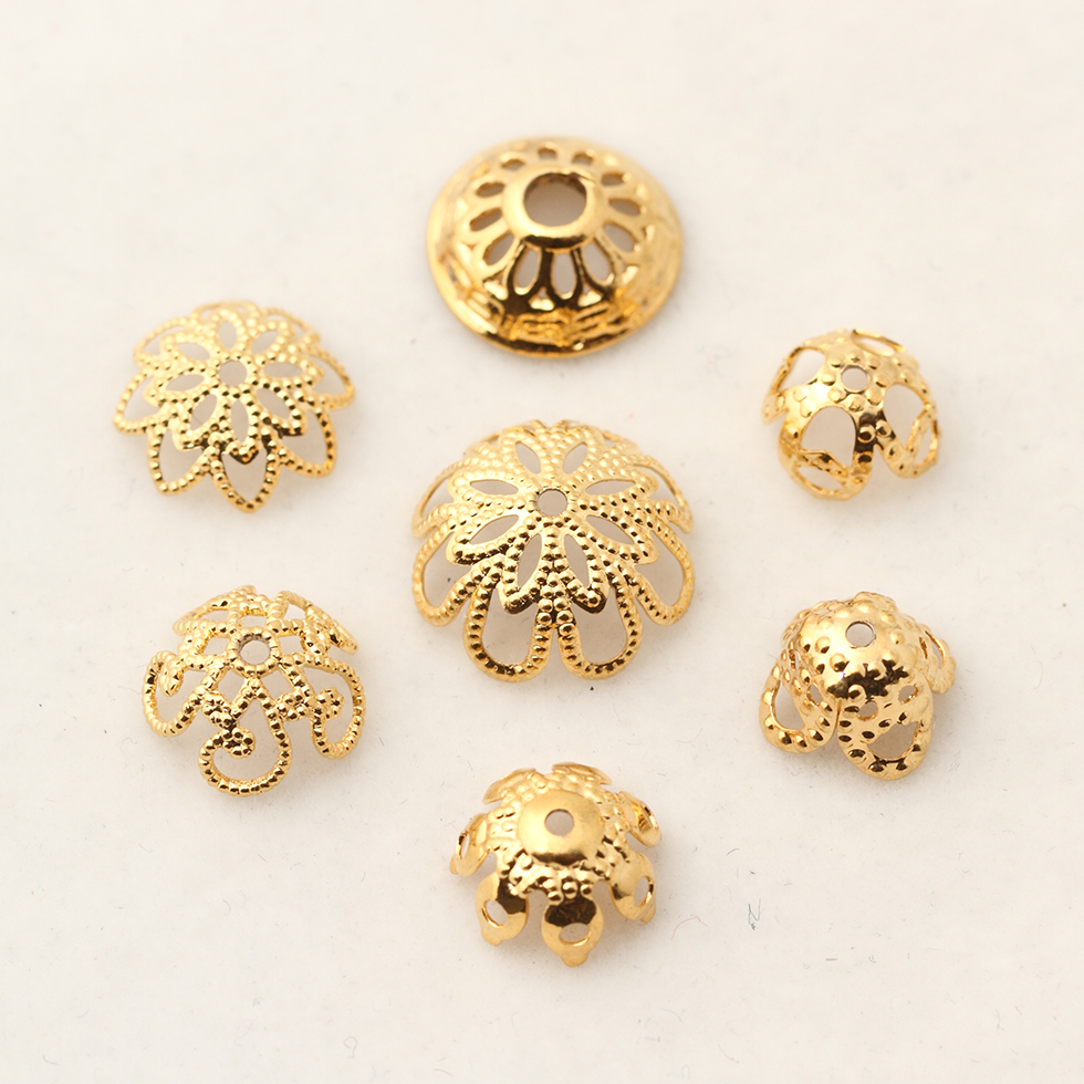 祺琬纯铜真空镀金花托饰品配件