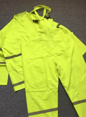 外贸瑕疵防水反光条雨衣雨裤背带裤套装两件套工作服外套
