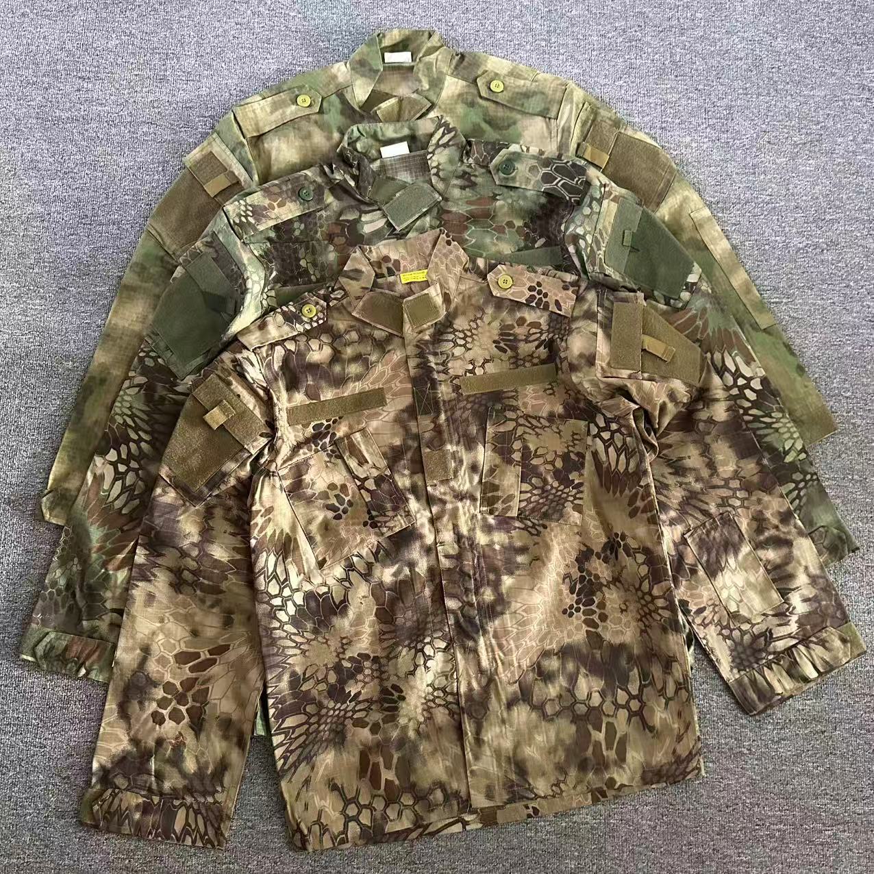 外贸春秋男士户外迷彩训练服多兜工装套装夹克衫防撕裂耐磨长裤