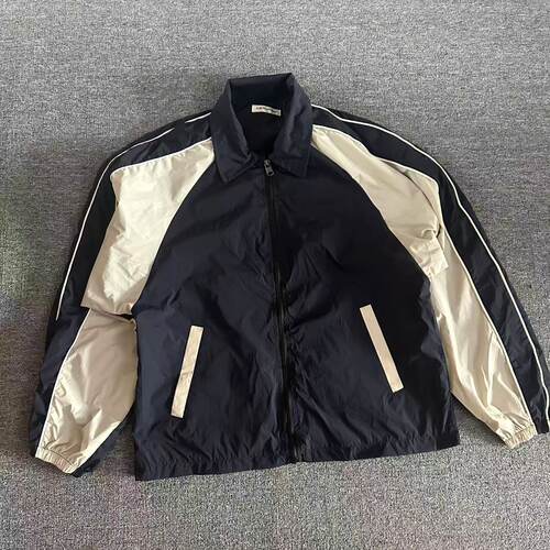 外贸男士春秋户外翻领尼龙拼色夹克衫复古冲锋衣外套