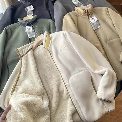 保暖摇粒绒羊羔绒立领夹克外套