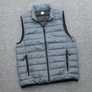 可可外贸 32度男装90白鸭绒轻型羽绒便携式背心横压线羽绒服马甲