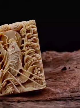 手工雕刻原皮新款包挂吊坠猛犸牙