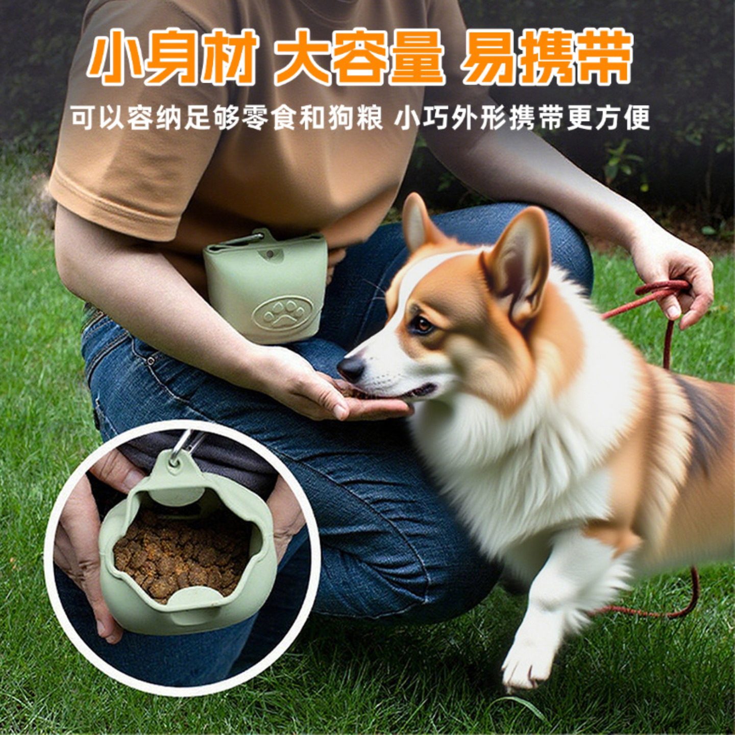 户外便携随身训犬遛狗遛猫喂食腰猫狗碗/慢食碗