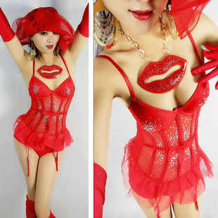 纯欲酒吧dj女歌手bgo点舞服性感闪钻蕾丝吊带舞台gogo演出服摄影