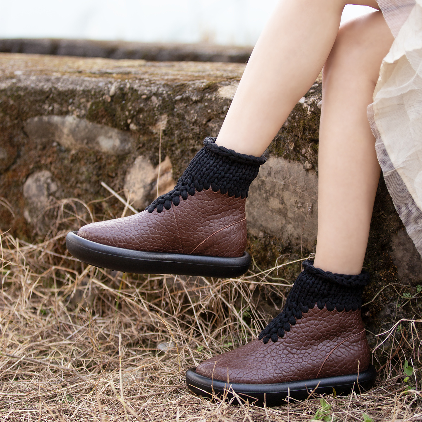 英伦风时尚百搭真皮女靴子短靴