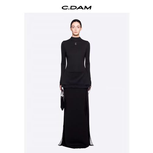 TURIGHT买手店26SS现货CHATS by CDAM 高领长袖拼接层次感连衣裙
