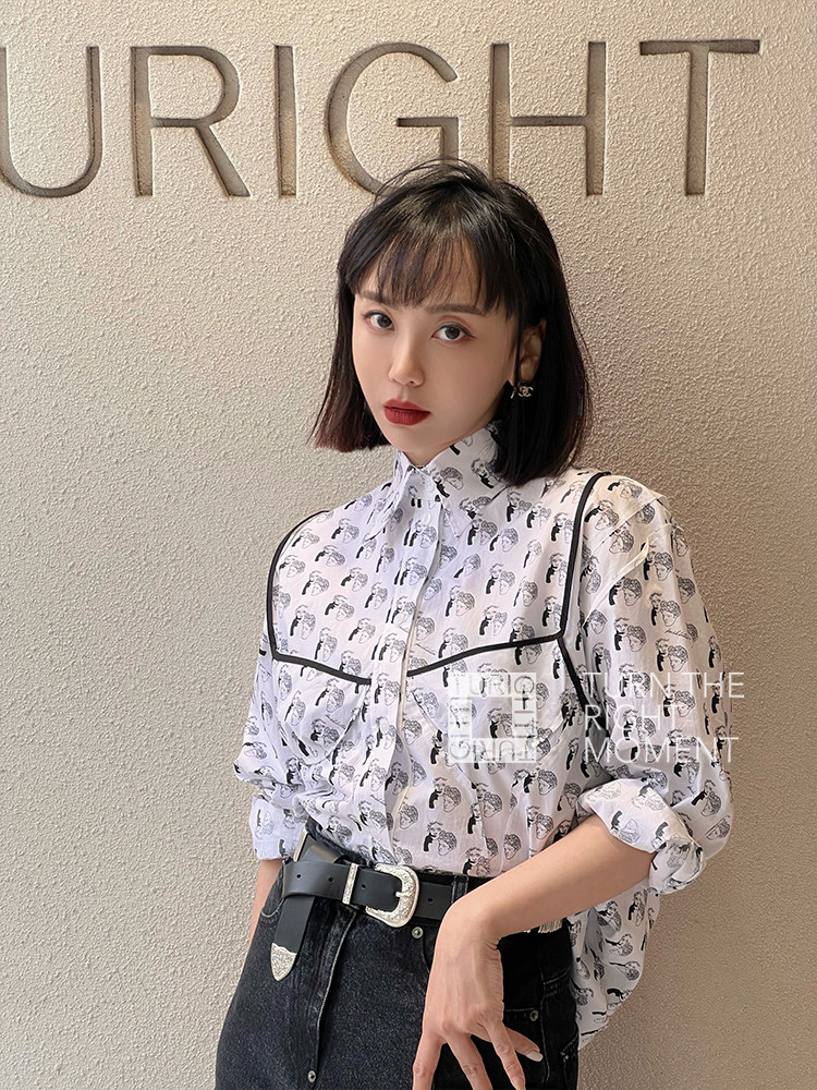 turight买手店23ss设计师品牌 pushbutton现货独家款人头印花衬衫