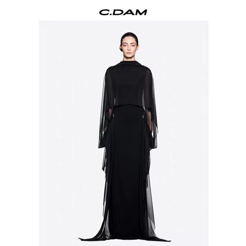 TURIGHT买手店26SS现货CHATS by CDAM 网纱披肩连体手套连衣裙