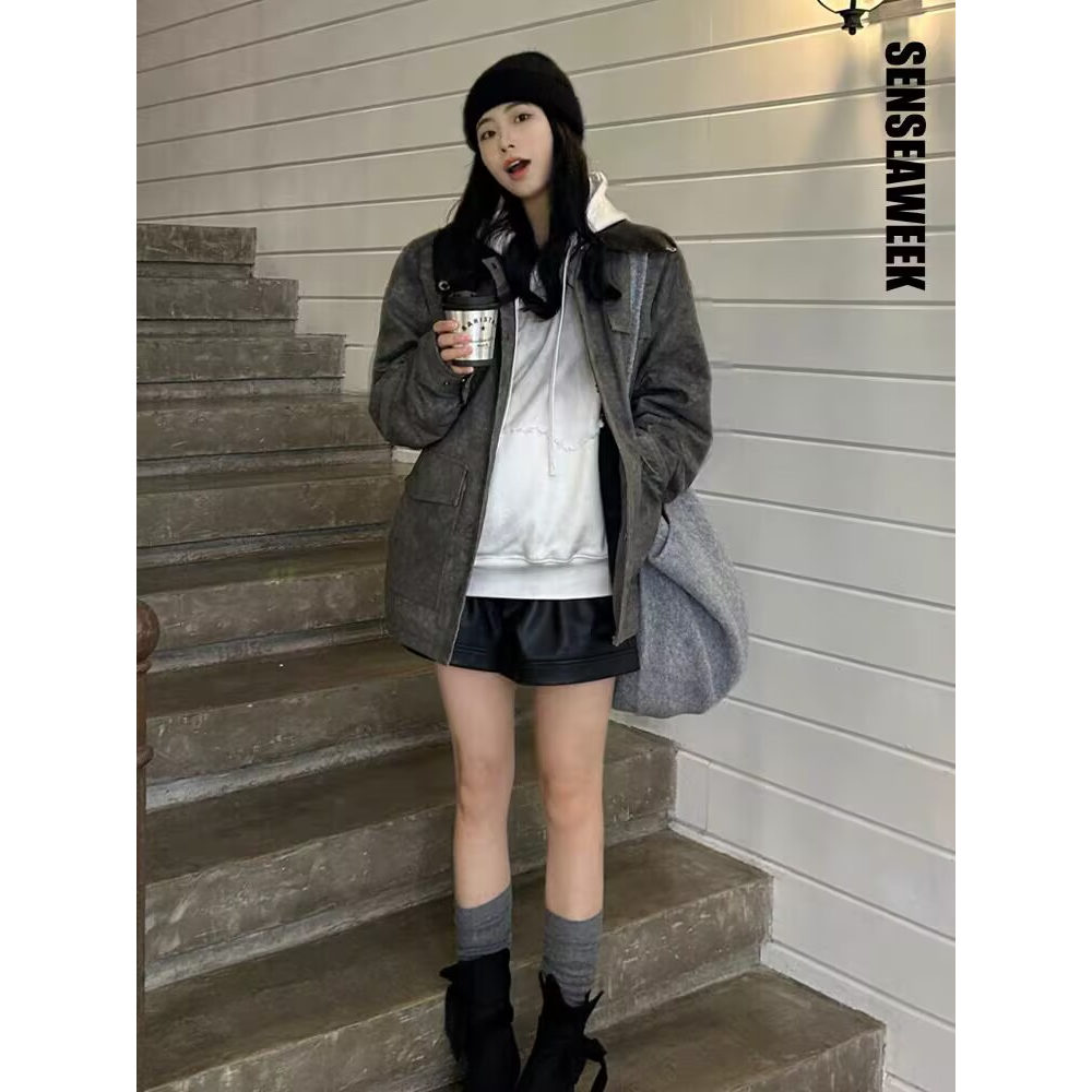 SENSEAWEEK 做旧喷脏刺绣卫衣