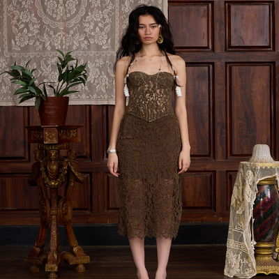 DEPLUMER 雪尼尔蕾丝半裙