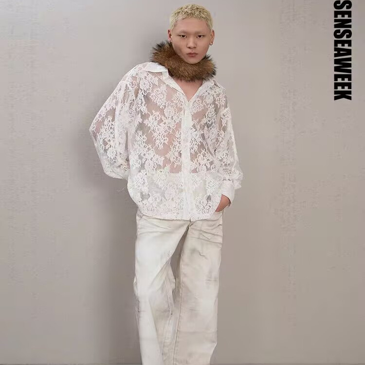 SENSEAWEEK 蕾丝廓形衬衫