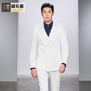 白色商务大码西装租赁男士伴郎西服正装修身出租借面试2025年春