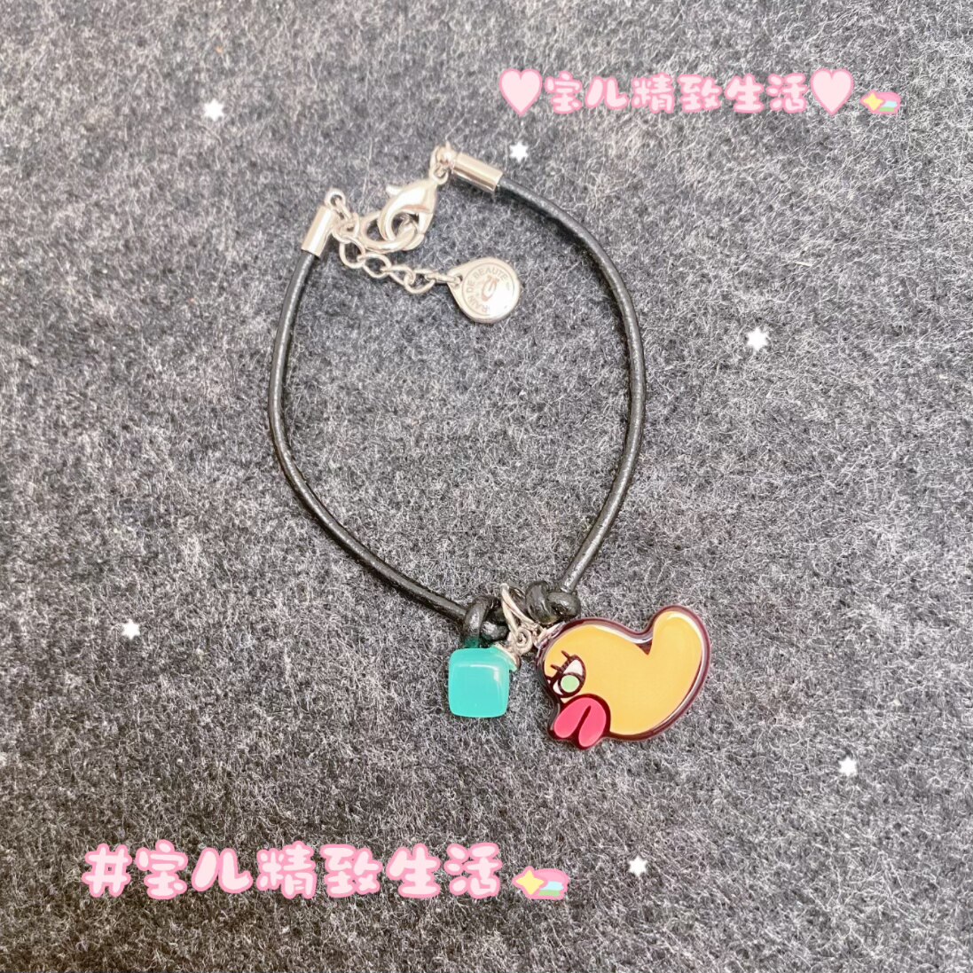 韩国饰品 GRAIN de BEAUTE AZNAVOUR 很丑的涂鸦小黄鸭手链手环