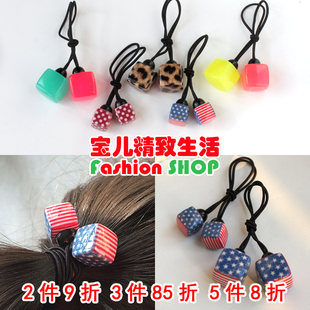 BEAUTE Aznavour星条旗水玉点点五角星双头方块发圈 韩国GRAIN