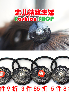 韩国 GRAIN de BEAUTE AZNAVOUR 蕾丝花纹水晶花朵发圈头绳皮筋