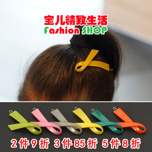 韩国发饰粉红丝带边夹发夹