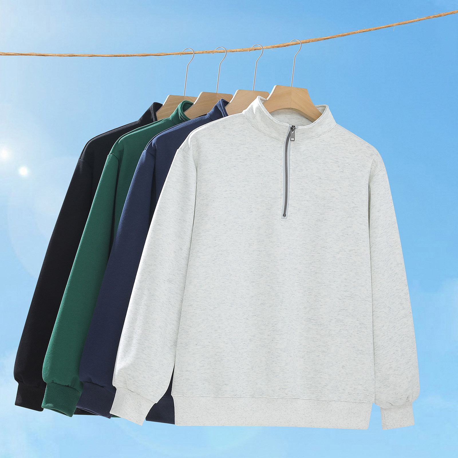 立领半拉链卫衣外套工作服印logo