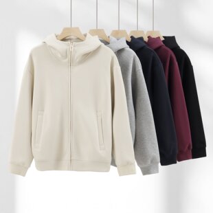 秋冬400g重磅液态棉潮牌高帽拉链外套男女同款连帽薄款开衫卫衣