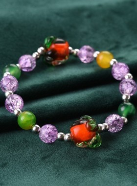 陶瓷首饰小清新手链水晶花女礼物