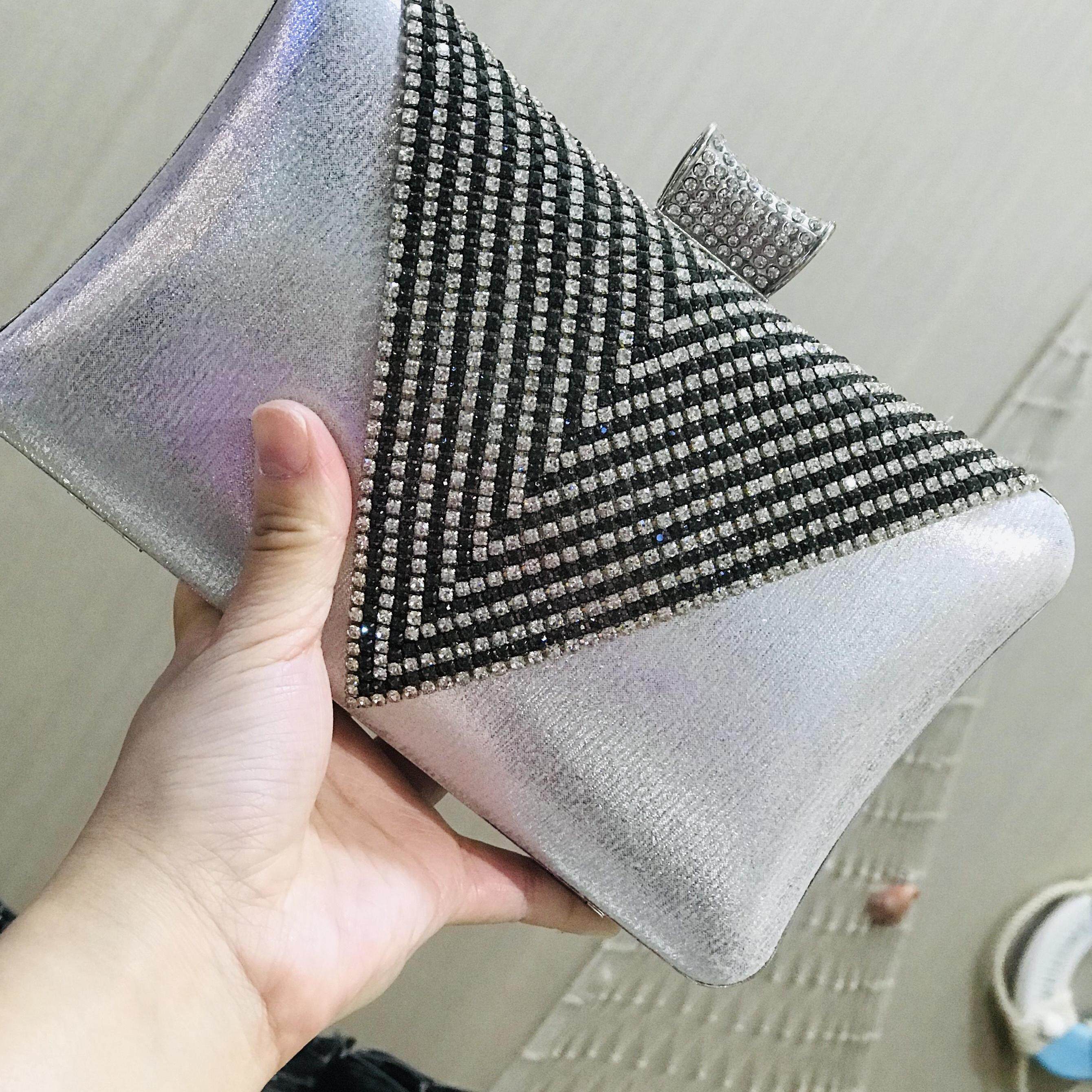 欧美大牌 奢华水钻盒型手包晚宴包 手拿包镶钻夹子包  名媛女包