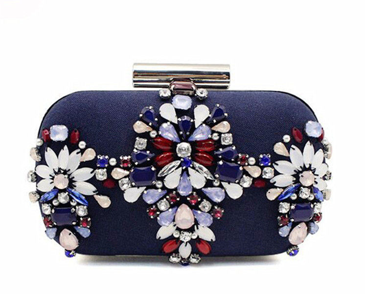 新款欧美重工珠绣包 手工钉珠彩钻晚宴手拿包 名媛手包宴会礼服包