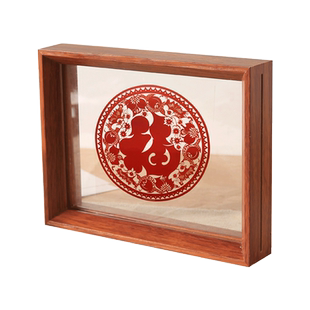 中式双面透明相框摆台新年剪纸福字书法裱框摆件标本展示架A4画框